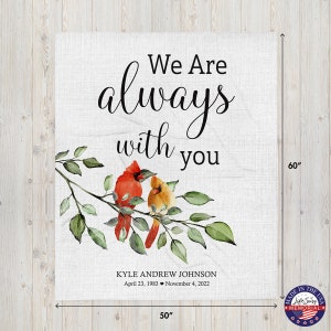Personalized Cardinal Memorial Blanket | Keepsake Blanket | Cardinal Memorial | Cardinal Throw Blanket | Cardinal Gifts | Bereavement Gift