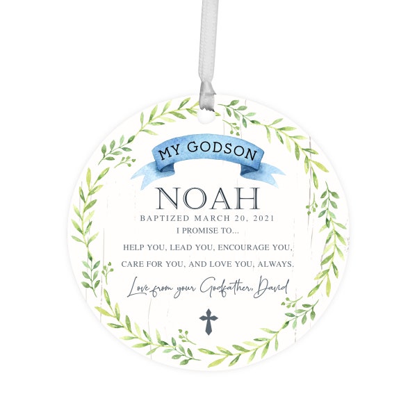 Personalized Godson Ornament | Godfather to Godson | Godson Gift | Baptism Ornament | Baptism Gift boy | Godchild Baptism Gift