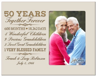 50th Anniversary Gift | Personalized 50th Wedding Anniversary Picture Frame | Gift for Husband | Gift for Wife | Gift for Parents