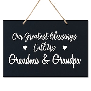 Grandparent Wood Sign | Grandparent Gifts for Christmas | Grandpa Gift | Wooden Name Sign | Gift from Grandkids | Black and White Wall Art