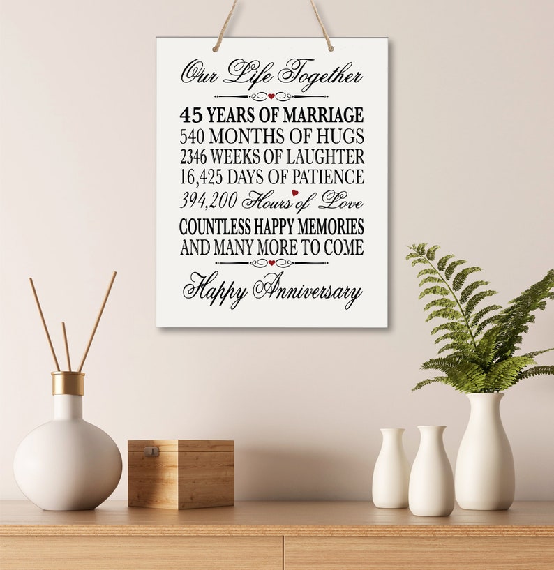 45th Anniversary Gift Wooden Wall Hanging Gift for Husband