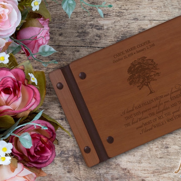 Memorial Service Guest Book | Memorial Gift Loss of Mother | Personalized Wood Guest Book | Handcrafted Guestbook | Personalized Guest Book