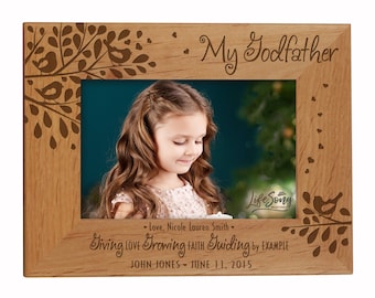 Godparents Picture Frame | Personalized Baptism Frame | Godparent Gifts | Godparents Are a Blessing Picture Frame | Engraved Photo Frame