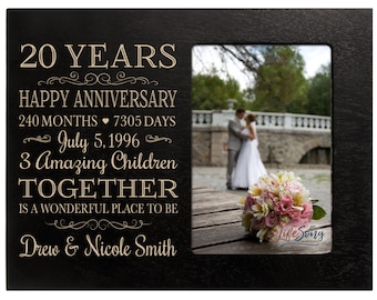 20th Anniversary Gift | Personalized 20th Wedding Anniversary Picture Frame | Gift for Husband | Gift for Wife | Gift for Parents