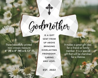 Mini Godmother Cross | Personalized Godmother Keepsake | Christening Gifts | First Communion Gift | Baptism Gift Girl | Baptism Gift Boy