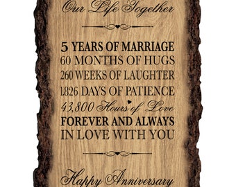 5th Wedding Anniversary Gift | Anniversary Gift | Gift for Him | Gift for Wife | Anniversary Plaque
