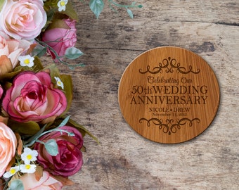 50th Anniversary Gift | Personalized Coasters Set | Gift for Husband | Gift for Wife | Gift for Parents | 50th Wedding Anniversary Gift