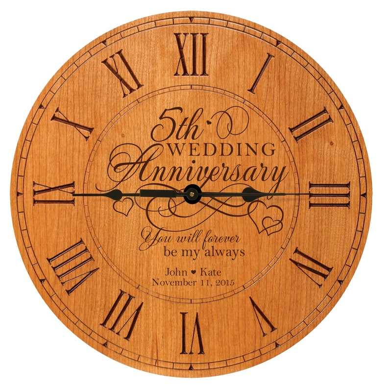 5th Anniversary Gift Personalized Anniversary Clock Gift Etsy