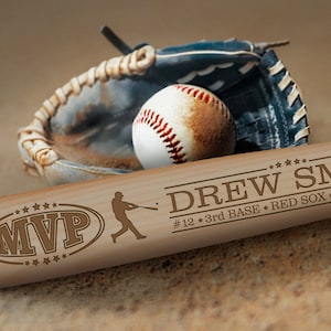 MVP | Baseball Bat | Baseball Team | Engraved Award Recognition | Baseball Gifts for Boys | Thank You Award | Handmade Bat | Gifts for Team