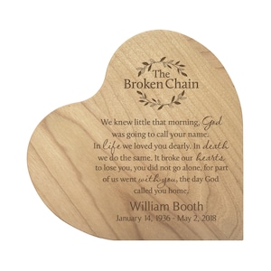 Memorial Heart Keepsake | Personalized Sympathy Gift | The Broken Chain | Bereavement Gift | Child Memorial | Remembrance Gifts | Favors