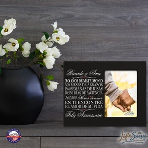 30th Anniversary Gift | Personalized Spanish Wedding Anniversary Picture Frame | Gift for Husband | Gift for Wife | Gifts in Spanish