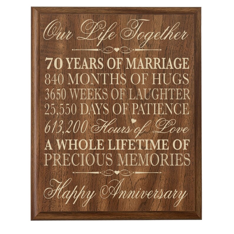 70th Anniversary Gift 70th Wedding Anniversary Plaque Gift | Etsy