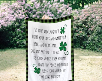 St. Patrick's Day Blanket | Irish Blessing | Throw Blanket | Four Leaf Clover | Irish Gift | Irish Décor | Shamrock Blanket | Home Décor