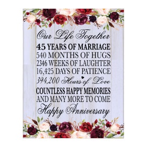 45th Anniversary Gift Anniversary Wall Plaque 45 Wedding Anniversary