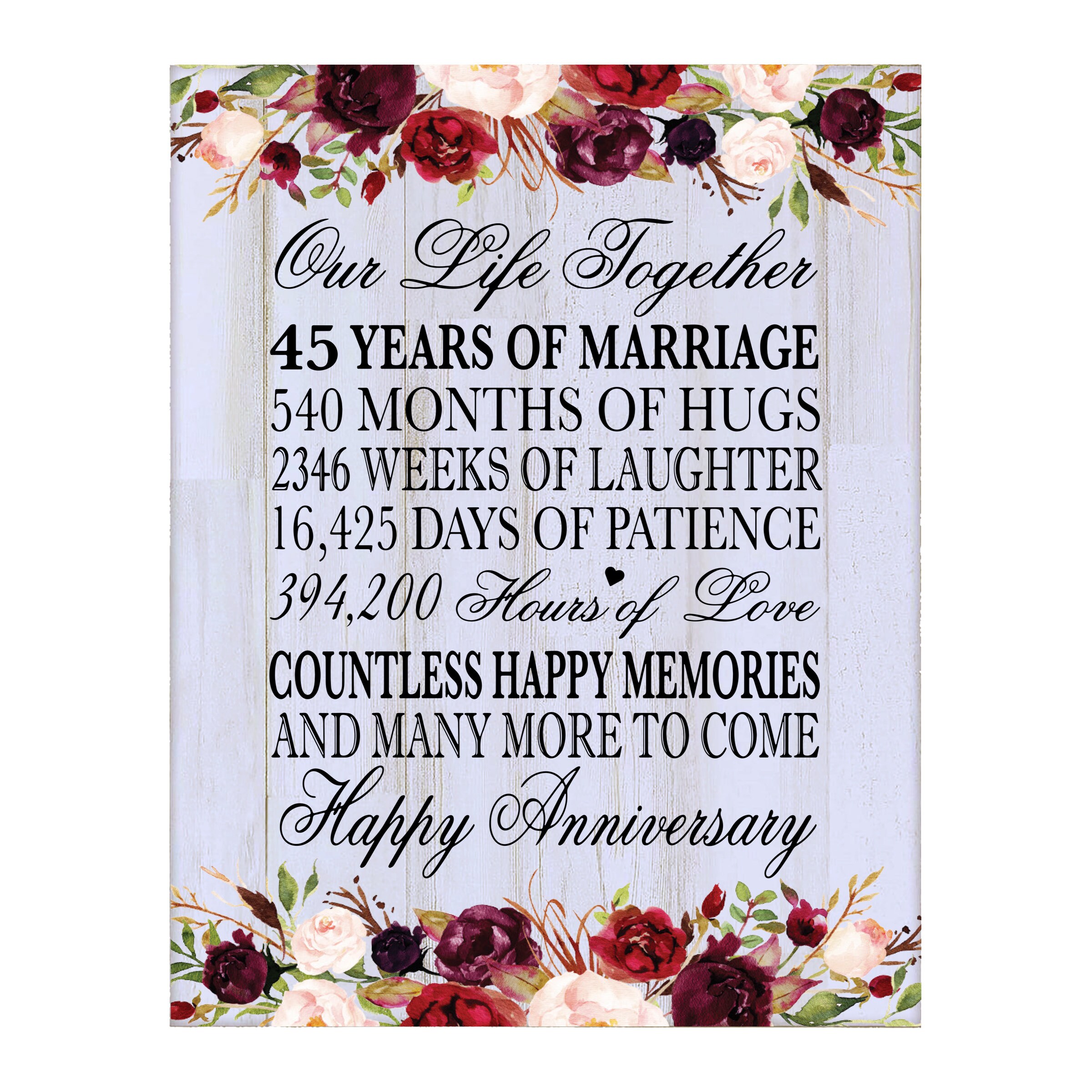 45th Anniversary Gift Anniversary Wall Plaque 45 Wedding Etsy