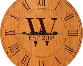 Custom Clock | Monogram Wall Clock | Personalized Wood Wall Clock | Farmhouse Wall Clock | Personalized Wood Clock | Wall Clocks Custom