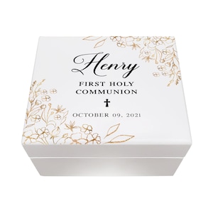 First Communion - Personalized Box - Wooden Trinket Box - White Wood Box