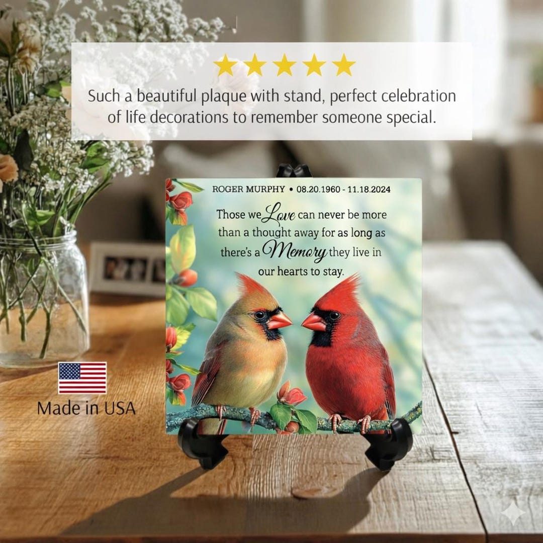 Cardinal Memorial Plaque With Stand – Sympathy Gift, in Loving Memory ...