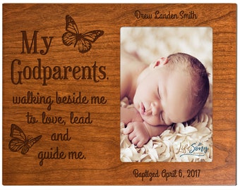 Godparents Picture Frame | Personalized Baptism Frame | Godparent Gifts | Godparents Are a Blessing Picture Frame | Engraved Photo Frame