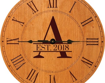 Custom Clock | Monogram Wall Clock | Personalized Wood Wall Clock | Farmhouse Wall Clock | Personalized Wood Clock | Wall Clocks Custom