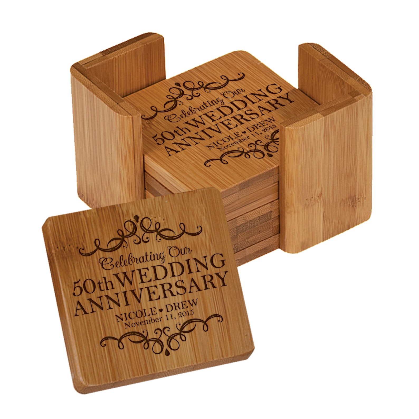 50th Anniversary Gift Personalized Coasters Set Gift for Etsy