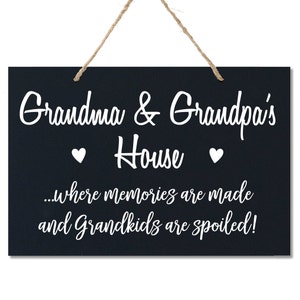 Grandparent Wood Sign | Grandparent Gifts for Christmas | Grandpa Gift | Wooden Name Sign | Gift from Grandkids | Black and White Wall Art
