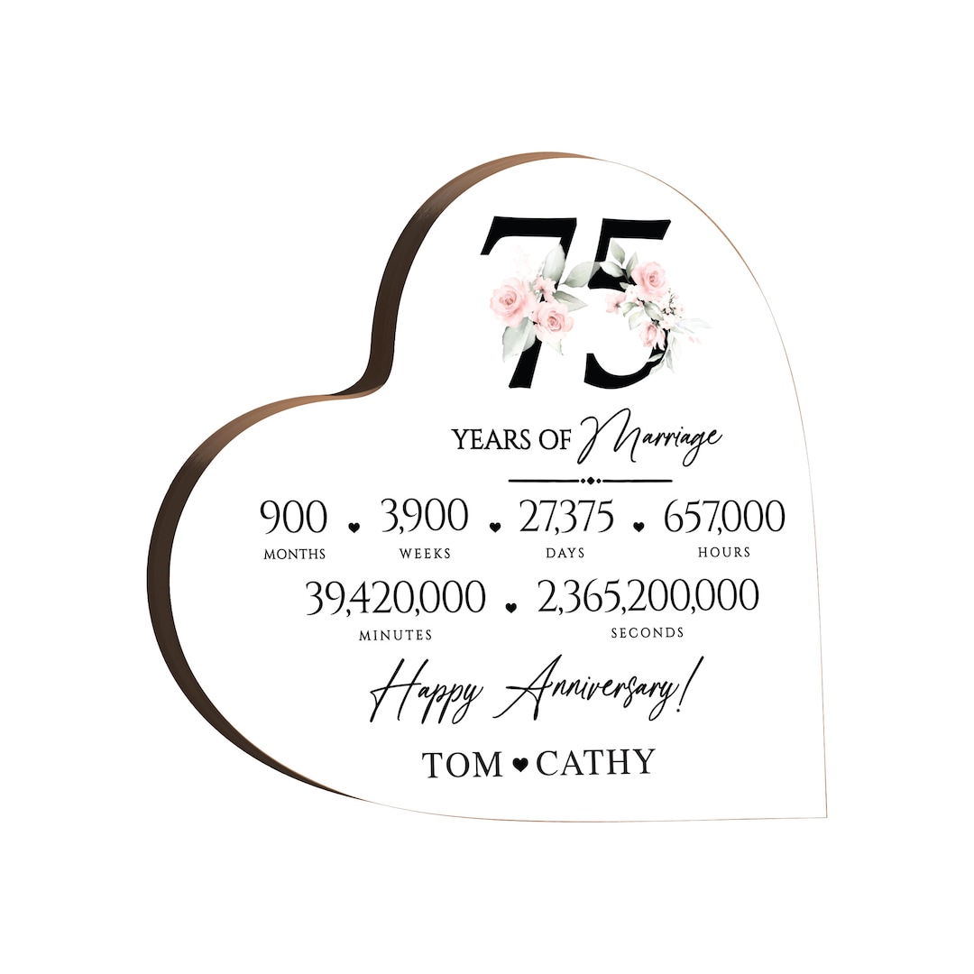 75th Anniversary Gift Heart Shelf Sitter Couples Gift Gifts for Her