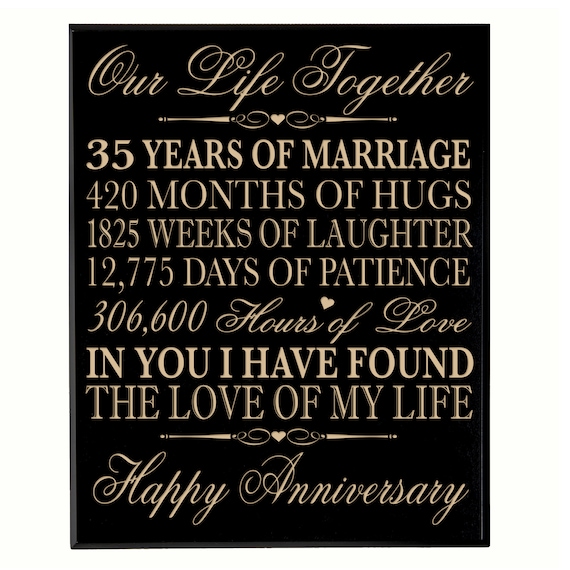 35th Anniversary Gift 35th Wedding Anniversary Plaque Gift - Etsy