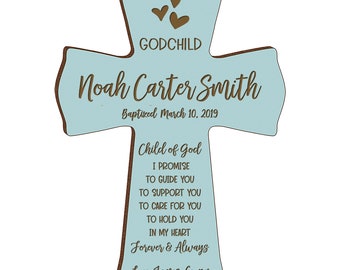 Godson Baptism Gift | Personalized Baptism Cross | Christening Gifts | First Communion Gift | Baptism Gift Girl | Baptism Favors