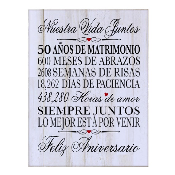 Regalo 50 Aniversario / Placa Aniversario Español / Regalo para el Esposo /  Regalo para la Esposa / Regalos en Español / 50 Aniversario de Bodas -   México