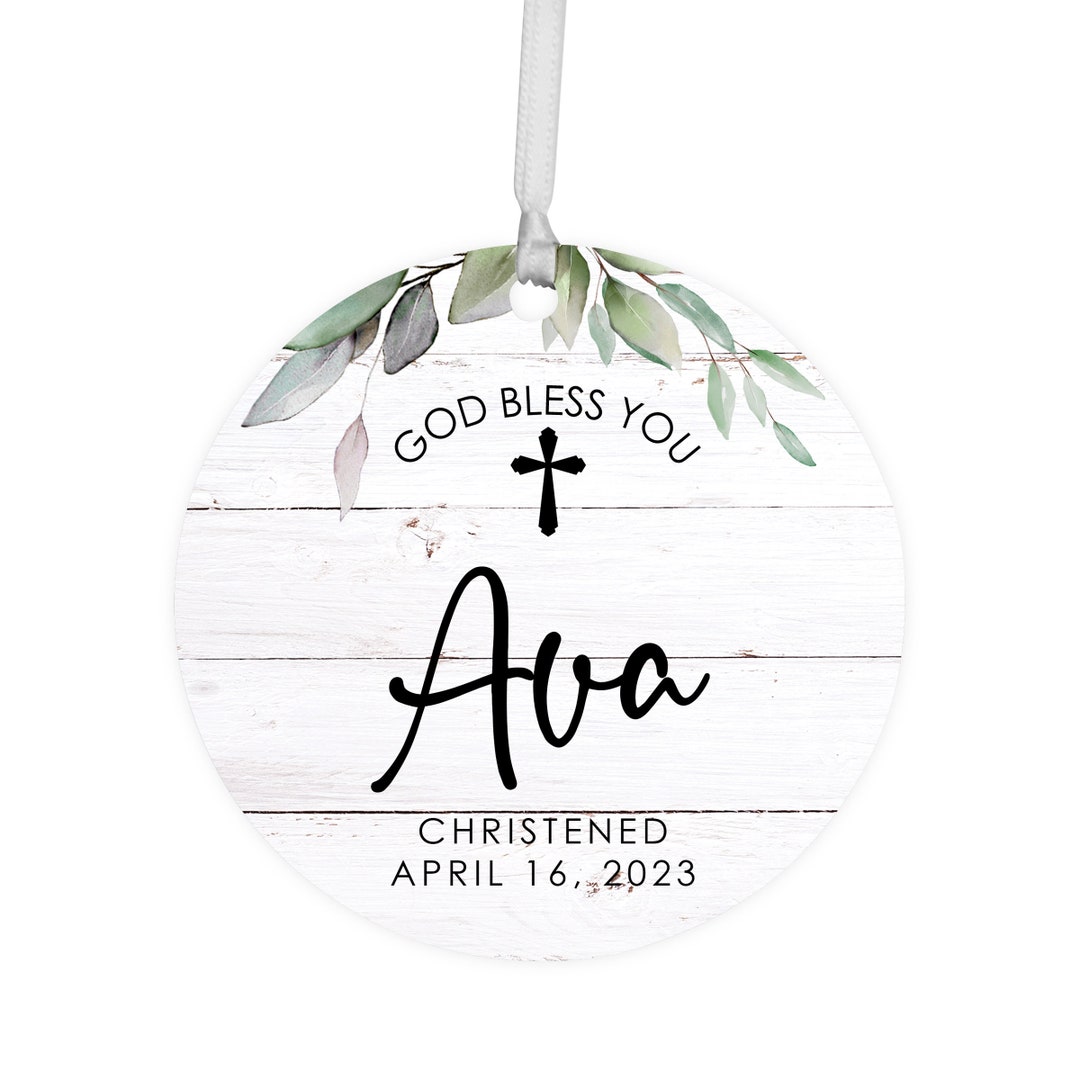 Personalized Christening Ornament Godchild Gift Baptism Ornament Baptism Gift Boy Baptism Gift