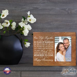 15th Anniversary Gift | 15th Wedding Anniversary Picture Frame | Gift for Husband | Gift for Wife | Gift for Parents | Wood Picture Frame