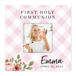 Christian Gifts | First Communion | Square Frame | Custom Photo Gift | Wood Picture Frame | Personalized Gift | Baby Picture Frame | Frame