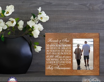 55th Anniversary Gift | Personalized Spanish Wedding Anniversary Picture Frame | Gift for Husband | Gift for Wife | Gifts in Spanish