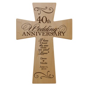 40th Wedding Anniversary Gift | Personalized Wooden Cross | Gift for Parents | Gift for Him | Gift for Her | Parents 40th Anniversary Cross