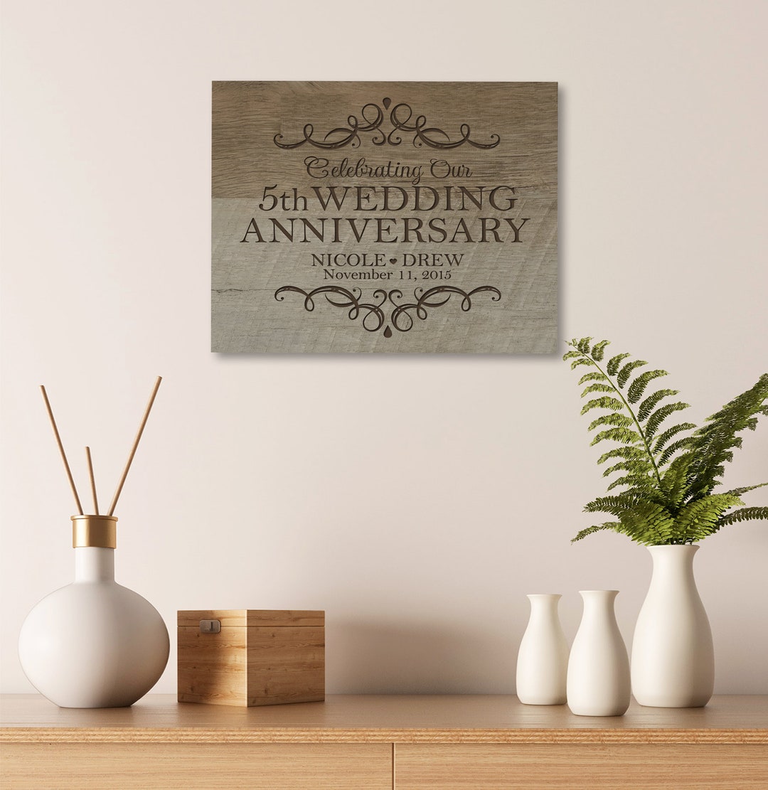 5th Anniversary Gift | Personalized 5th Wedding Anniversary Plaque