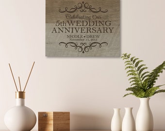 5th Anniversary Gift | Personalized 5th Wedding Anniversary Plaque | Gift for Husband | Gift for Wife | Gift for Parents