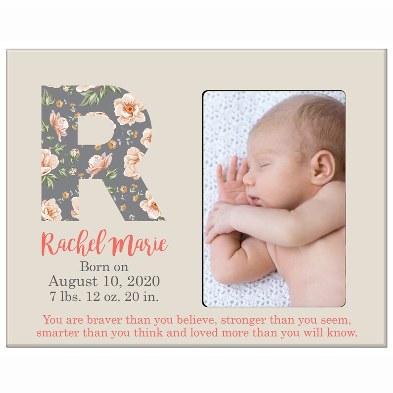 Birth Announcement Frame Personalized Baby Girl Picture Frame with Stats Newborn Picture Frame For New Parents New Baby Gift for Nursery