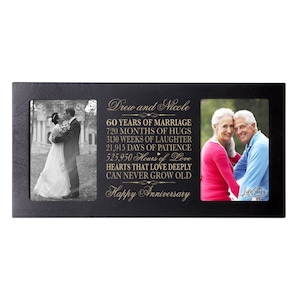 60th Wedding Anniversary Photo Frame | Personalized Wedding Gift | Gift for Husband | Gift for Wife | 4x6 Multi Photo | 60th Anniversary
