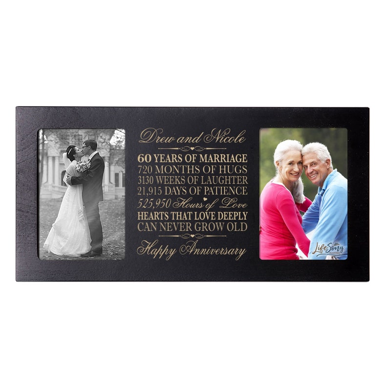 60th Wedding Anniversary Photo Frame Personalized Wedding Etsy