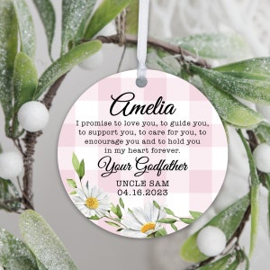 Personalized Goddaughter Ornament | Godfather to Goddaughter | Baptism Ornament | Baptism Gift Girl | Godchild Baptism Gift