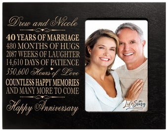 40th Anniversary Gift | Personalized 40th Wedding Anniversary Picture Frame | Gift for Husband | Gift for Wife | Gift for Parents