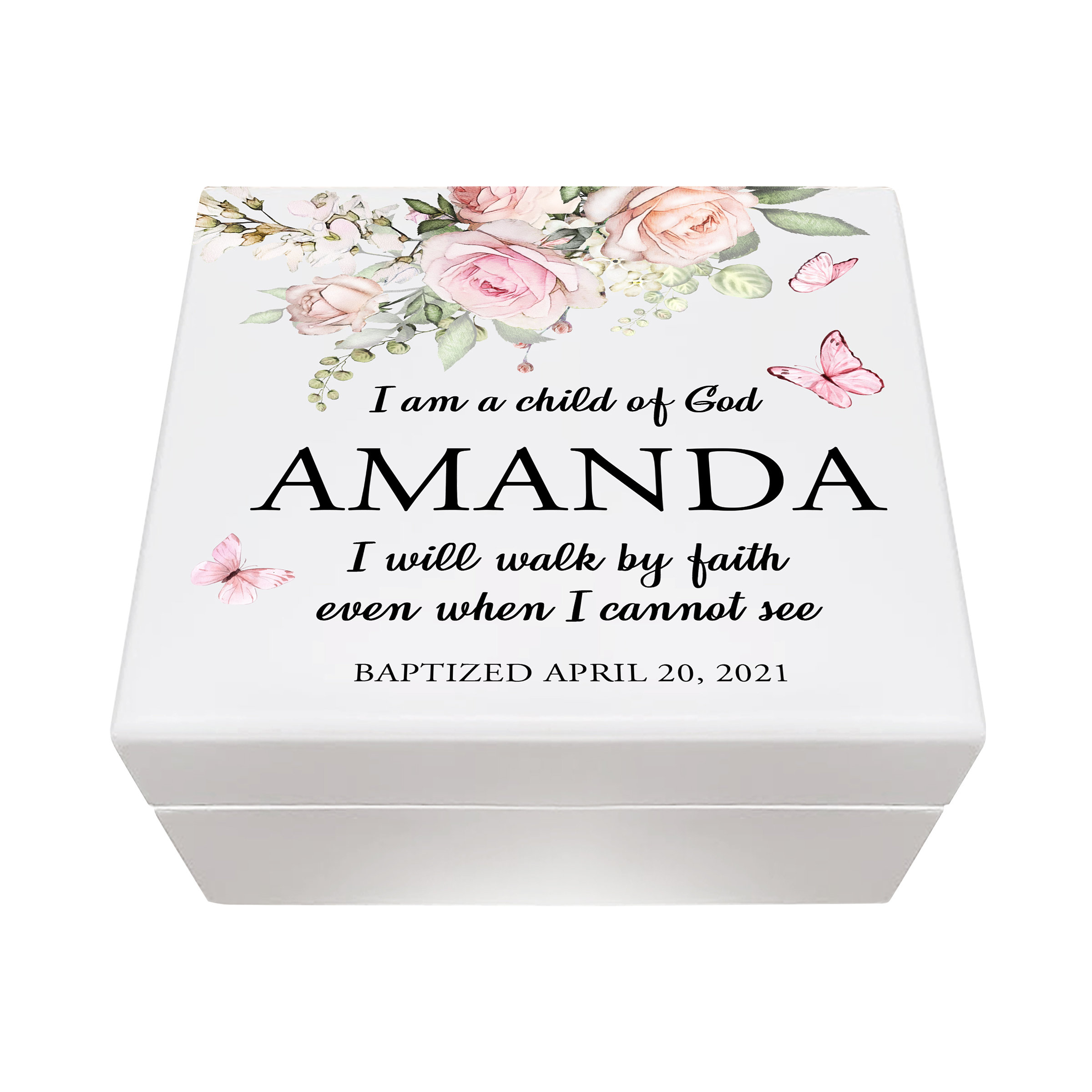 Baptism Gift Personalized Box Wooden Trinket Box White Etsy