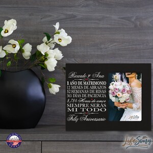 1st Anniversary Gift | Personalized Spanish Wedding Anniversary Picture Frame | Gift for Husband | Gift for Wife | Gifts in Spanish