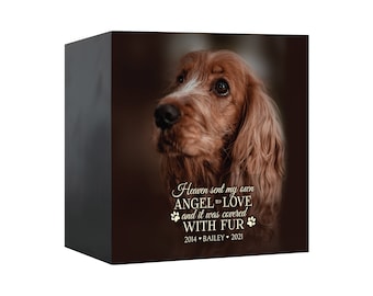 UV-Printed Cremation Shadow Box Urn for Animal Ashes | Dog Urn for Ashes | Cat Urn for Ashes | Dog Memorial Gifts | Cat Memorial Gifts