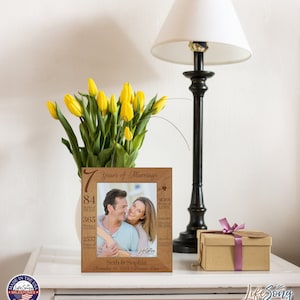 7th Anniversary Gift | Personalized 7th Wedding Anniversary Picture Frame | Gift for Husband | Gift for Wife | Gift for Parents
