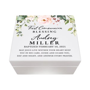 First Communion - Personalized Box - Wooden Trinket Box - White Wood Box