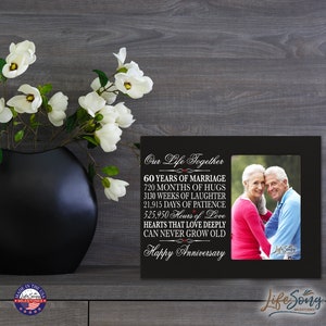 60th Anniversary Gift | 60th Wedding Anniversary Picture Frame | Gift for Husband | Gift for Wife | Gift for Parents | Wood Picture Frame