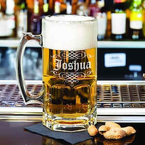 Personalized Beer Stein: Engraved 1 Liter Libbey Glass Mug