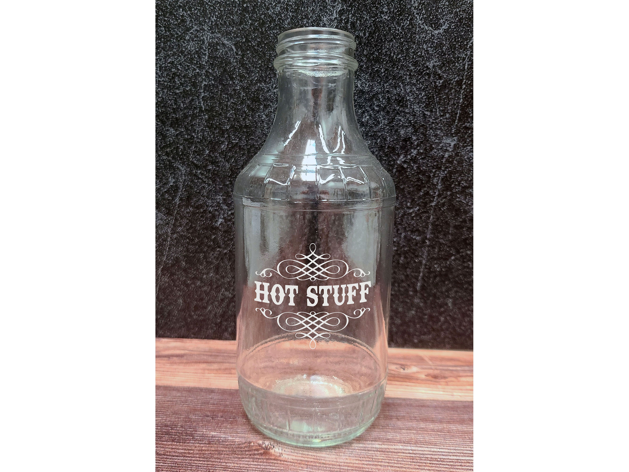 12 oz Clear Glass Barbeque Sauce Bottles w/ Gold Metal Lug Caps